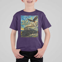 Train USA 250 Year Anniversary 1776 2026 T Shirt For Kid Van Gogh Art Steam Locomotive Railroad Starry Night