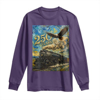 Train USA 250 Year Anniversary 1776 2026 Long Sleeve Shirt Van Gogh Art Steam Locomotive Railroad Starry Night
