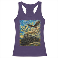 Train USA 250 Year Anniversary 1776 2026 Racerback Tank Top Van Gogh Art Steam Locomotive Railroad Starry Night