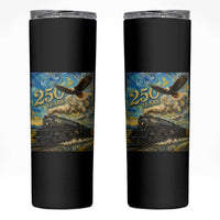 Train USA 250 Year Anniversary 1776 2026 Skinny Tumbler Van Gogh Art Steam Locomotive Railroad Starry Night