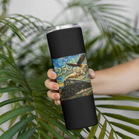 Train USA 250 Year Anniversary 1776 2026 Skinny Tumbler Van Gogh Art Steam Locomotive Railroad Starry Night