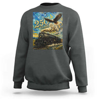 Train USA 250 Year Anniversary 1776 2026 Sweatshirt Van Gogh Art Steam Locomotive Railroad Starry Night