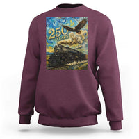Train USA 250 Year Anniversary 1776 2026 Sweatshirt Van Gogh Art Steam Locomotive Railroad Starry Night