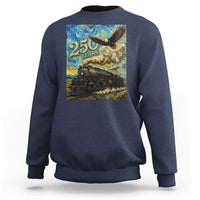 Train USA 250 Year Anniversary 1776 2026 Sweatshirt Van Gogh Art Steam Locomotive Railroad Starry Night