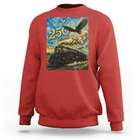 Train USA 250 Year Anniversary 1776 2026 Sweatshirt Van Gogh Art Steam Locomotive Railroad Starry Night