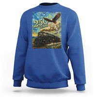 Train USA 250 Year Anniversary 1776 2026 Sweatshirt Van Gogh Art Steam Locomotive Railroad Starry Night