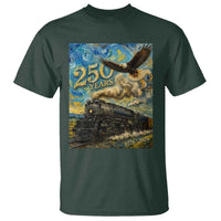 Train USA 250 Year Anniversary 1776 2026 T Shirt Van Gogh Art Steam Locomotive Railroad Starry Night
