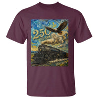 Train USA 250 Year Anniversary 1776 2026 T Shirt Van Gogh Art Steam Locomotive Railroad Starry Night
