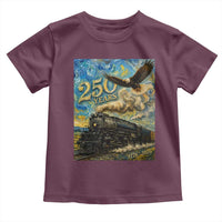 Train USA 250 Year Anniversary 1776 2026 Toddler T Shirt Van Gogh Art Steam Locomotive Railroad Starry Night