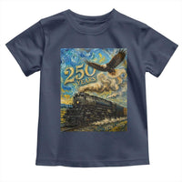 Train USA 250 Year Anniversary 1776 2026 Toddler T Shirt Van Gogh Art Steam Locomotive Railroad Starry Night