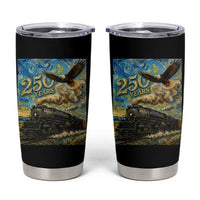 Train USA 250 Year Anniversary 1776 2026 Tumbler Cup Van Gogh Art Steam Locomotive Railroad Starry Night