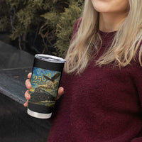 Train USA 250 Year Anniversary 1776 2026 Tumbler Cup Van Gogh Art Steam Locomotive Railroad Starry Night