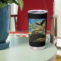Train USA 250 Year Anniversary 1776 2026 Tumbler Cup Van Gogh Art Steam Locomotive Railroad Starry Night