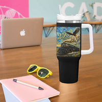 Train USA 250 Year Anniversary 1776 2026 Tumbler With Handle Van Gogh Art Steam Locomotive Railroad Starry Night