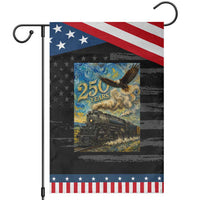 Train USA 250 Year Anniversary 1776 2026 Patriotic Garden Flag Van Gogh Art Steam Locomotive Railroad Starry Night