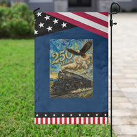 Train USA 250 Year Anniversary 1776 2026 Patriotic Garden Flag Van Gogh Art Steam Locomotive Railroad Starry Night