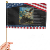 Train USA 250 Year Anniversary 1776 2026 Patriotic Handheld Flag Van Gogh Art Steam Locomotive Railroad Starry Night