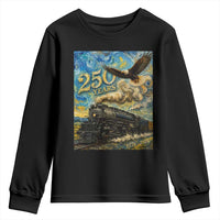 Train USA 250 Year Anniversary 1776 2026 Youth Sweatshirt Van Gogh Art Steam Locomotive Railroad Starry Night