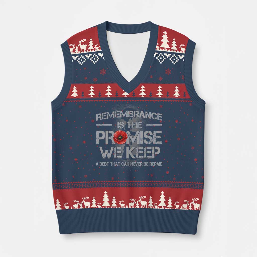 Remembrance Is The Promise We Keep V-Neck Knit Sweater Vest Memorial Day