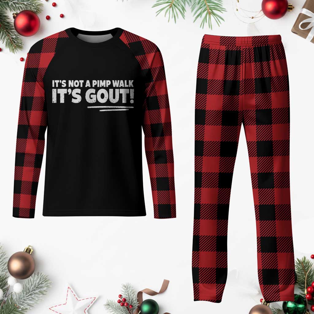 It Is Not A Pimp Walk It Is Gout Plaid Pajama Set Old Man Medical Humor