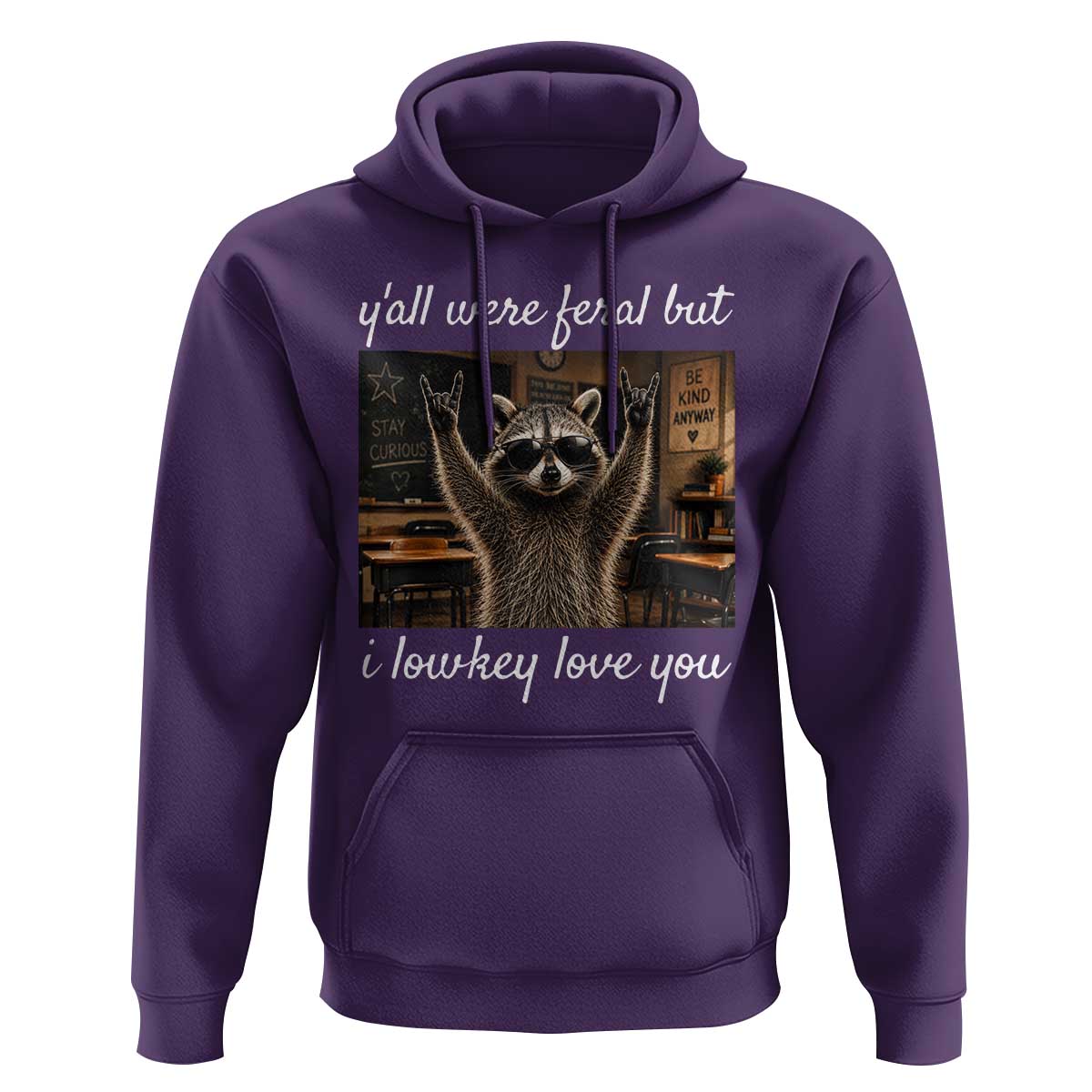 Y'all Were Feral But I Lowkey Love You Hoodie Funny Raccoon Teacher