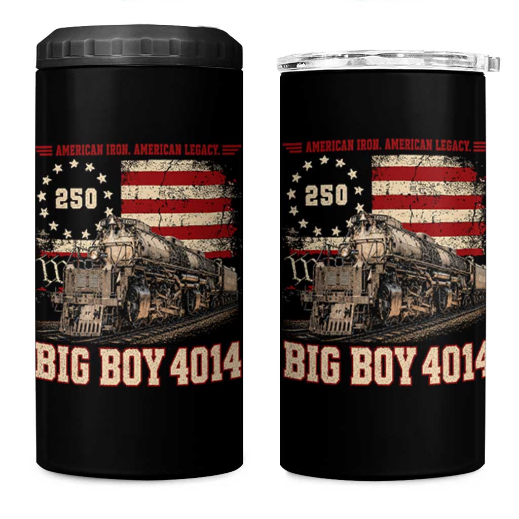 Train USA 250th Anniversary 4 in 1 Can Cooler Tumbler American Iron Legacy Steam Locomotive Railroad Train Engine