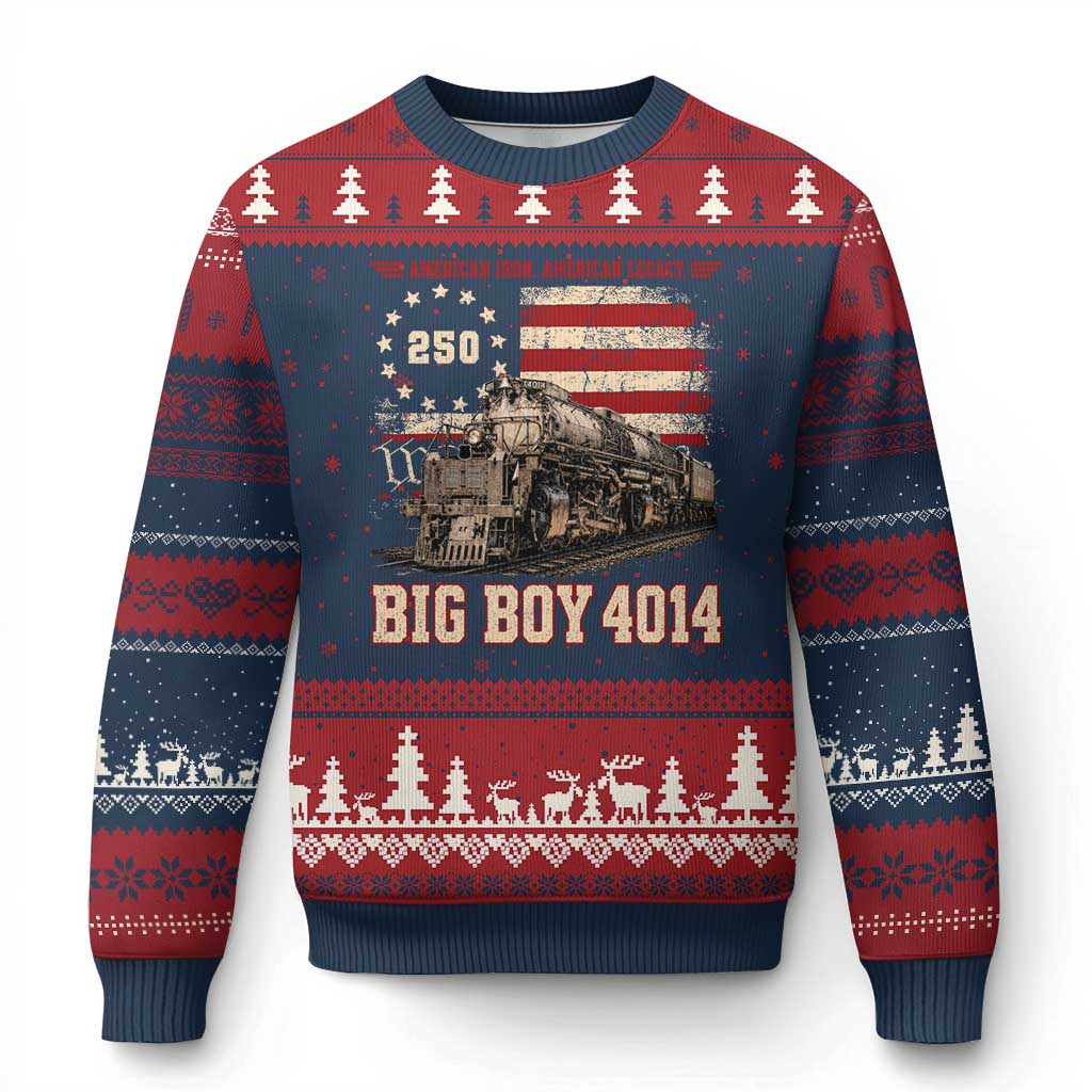 Train USA 250th Anniversary Ugly Christmas Sweater American Iron Legacy Steam Locomotive Railroad Train Engine