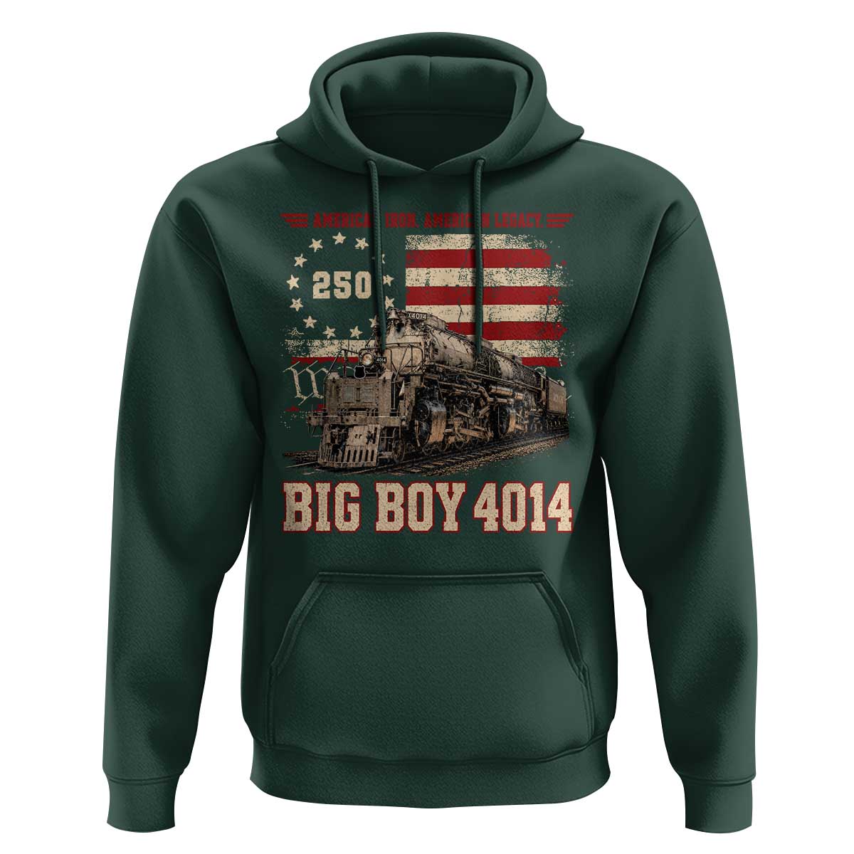 Train USA 250th Anniversary Hoodie American Iron Legacy Steam Locomotive Railroad Train Engine