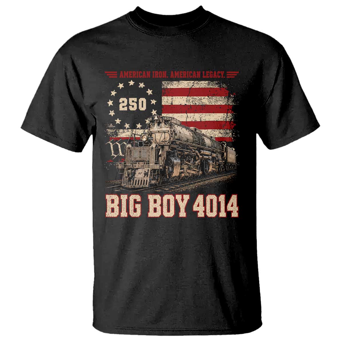 Train USA 250th Anniversary T Shirt American Iron Legacy Steam Locomotive Railroad Train Engine