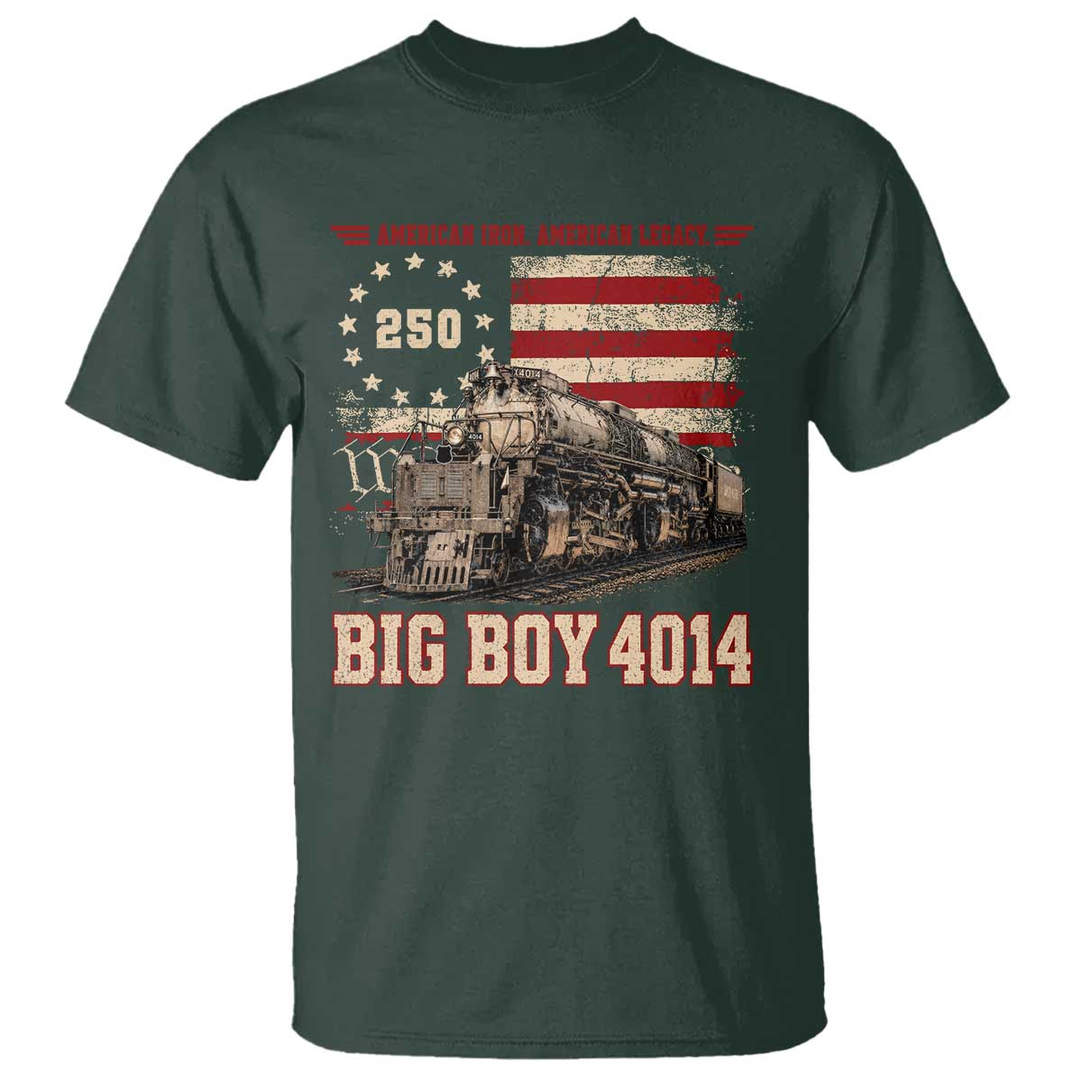 Train USA 250th Anniversary T Shirt American Iron Legacy Steam Locomotive Railroad Train Engine