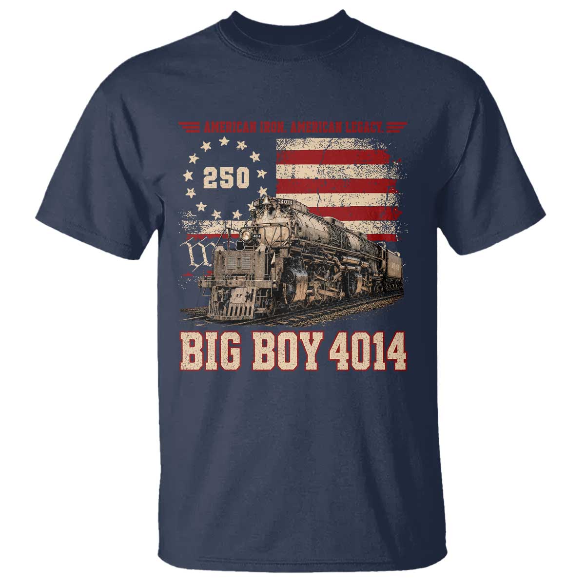 Train USA 250th Anniversary T Shirt American Iron Legacy Steam Locomotive Railroad Train Engine