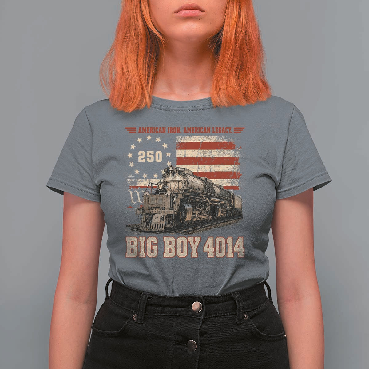 Train USA 250th Anniversary T Shirt For Women American Iron Legacy Steam Locomotive Railroad Train Engine