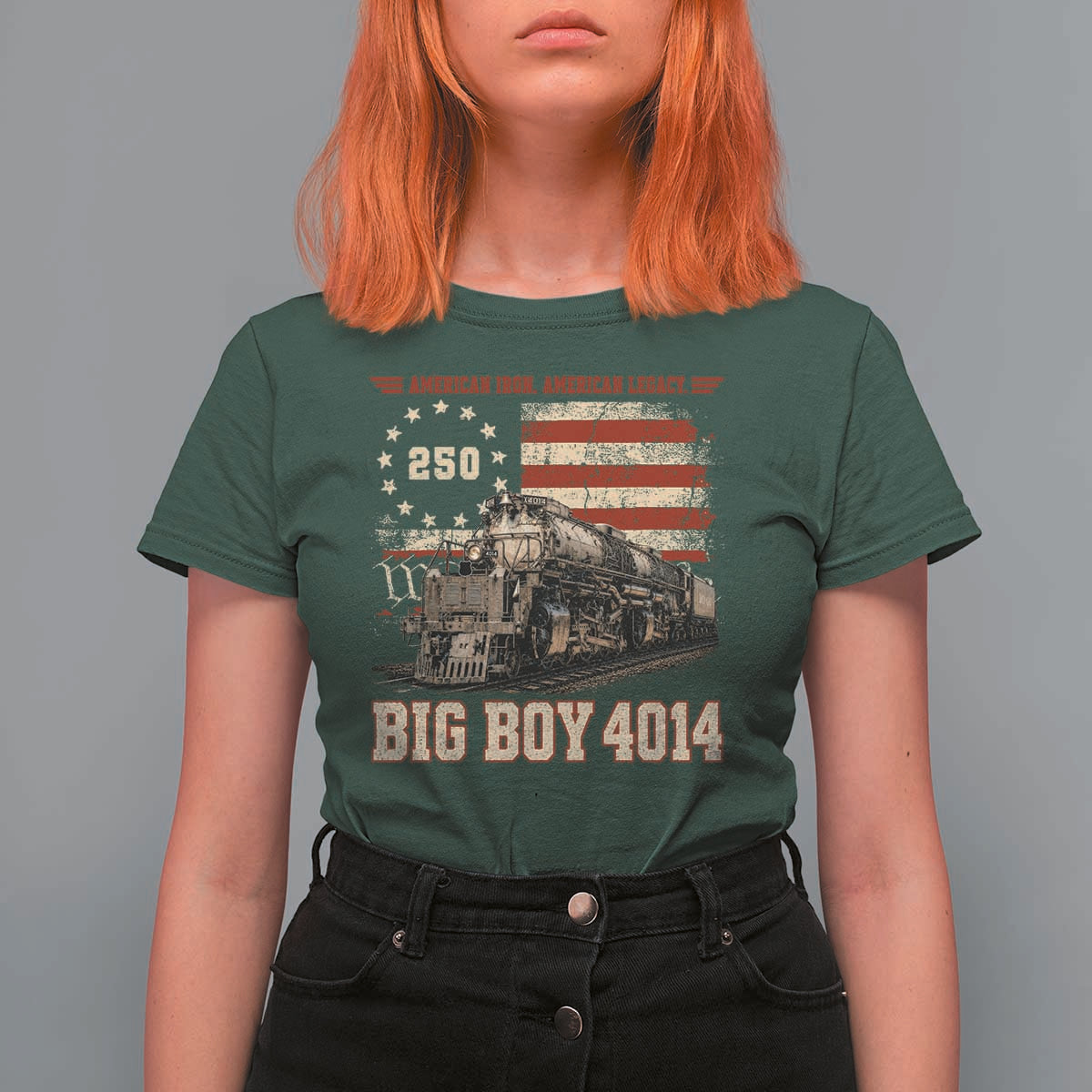 Train USA 250th Anniversary T Shirt For Women American Iron Legacy Steam Locomotive Railroad Train Engine