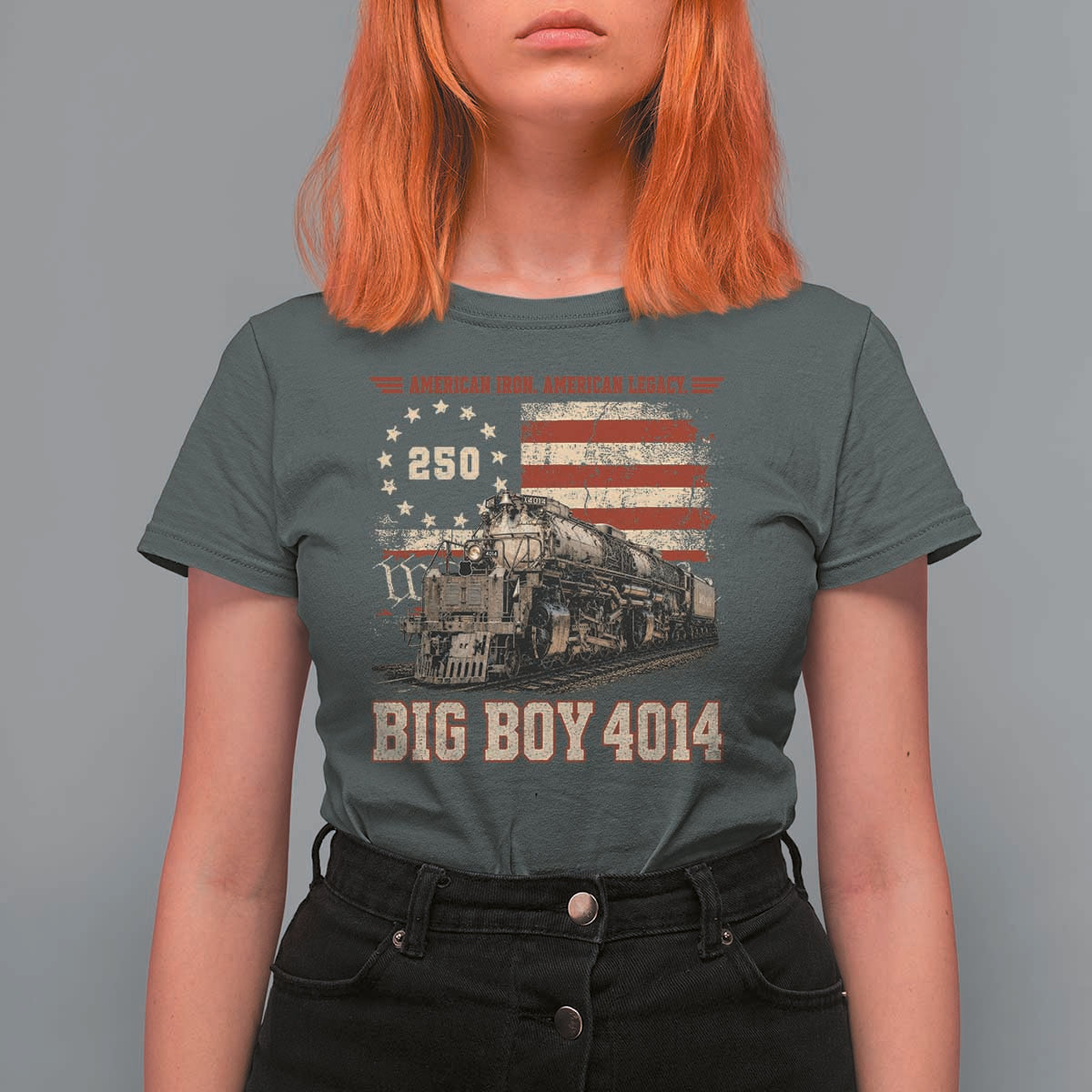 Train USA 250th Anniversary T Shirt For Women American Iron Legacy Steam Locomotive Railroad Train Engine