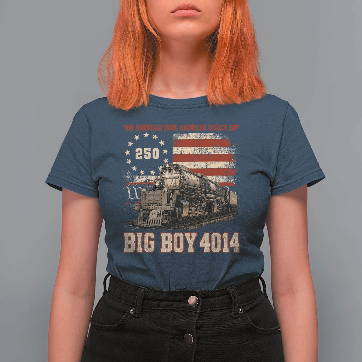 Train USA 250th Anniversary T Shirt For Women American Iron Legacy Steam Locomotive Railroad Train Engine