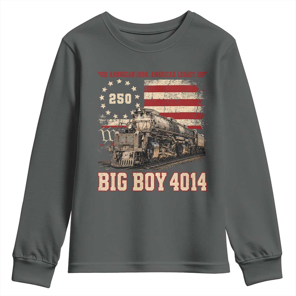 Train USA 250th Anniversary Youth Sweatshirt American Iron Legacy Steam Locomotive Railroad Train Engine