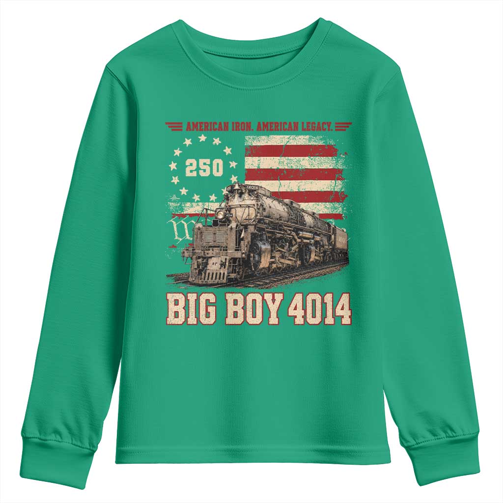 Train USA 250th Anniversary Youth Sweatshirt American Iron Legacy Steam Locomotive Railroad Train Engine