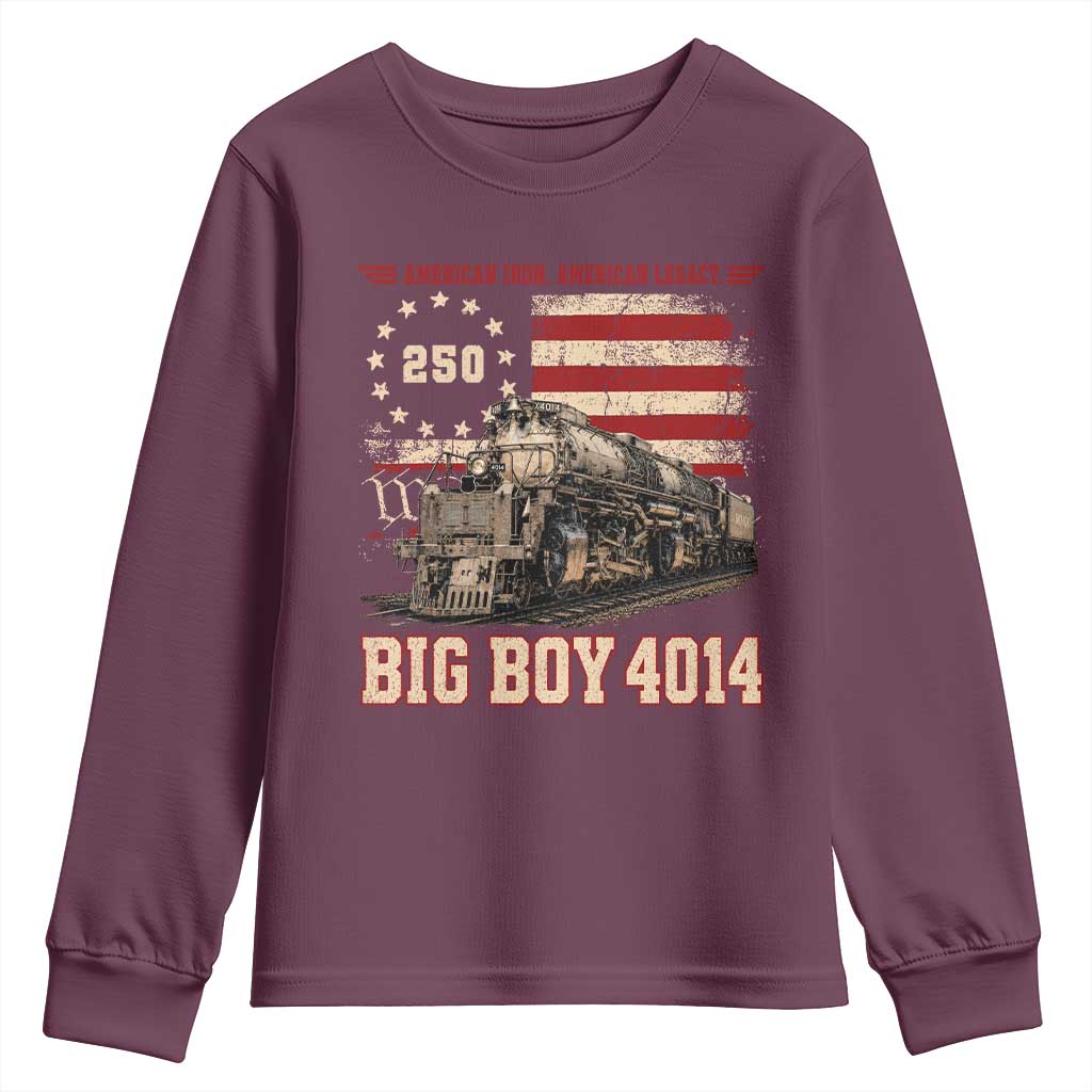 Train USA 250th Anniversary Youth Sweatshirt American Iron Legacy Steam Locomotive Railroad Train Engine