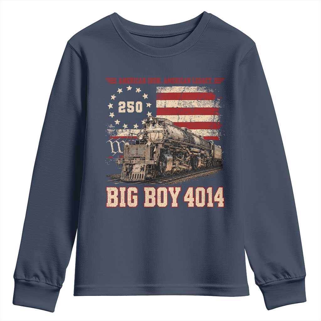Train USA 250th Anniversary Youth Sweatshirt American Iron Legacy Steam Locomotive Railroad Train Engine