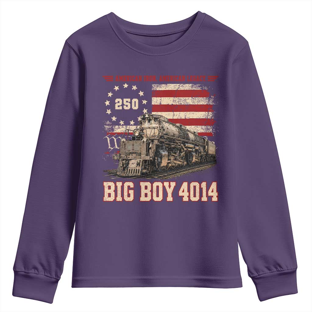 Train USA 250th Anniversary Youth Sweatshirt American Iron Legacy Steam Locomotive Railroad Train Engine