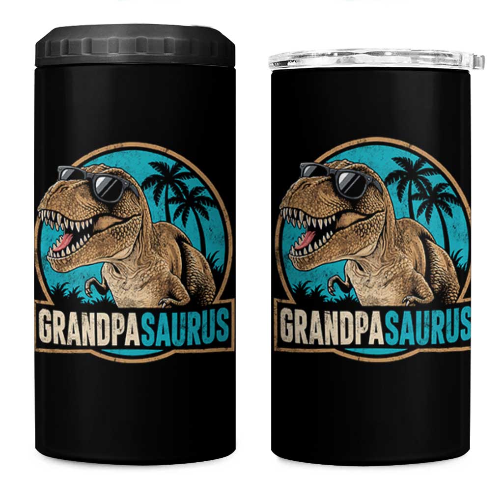 Dinosaur Grandfather 4 in 1 Can Cooler Tumbler Funny Grandpasaurus Fathers Day Family Matching