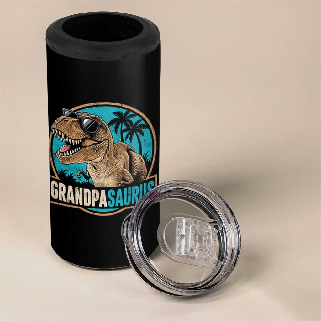 Dinosaur Grandfather 4 in 1 Can Cooler Tumbler Funny Grandpasaurus Fathers Day Family Matching