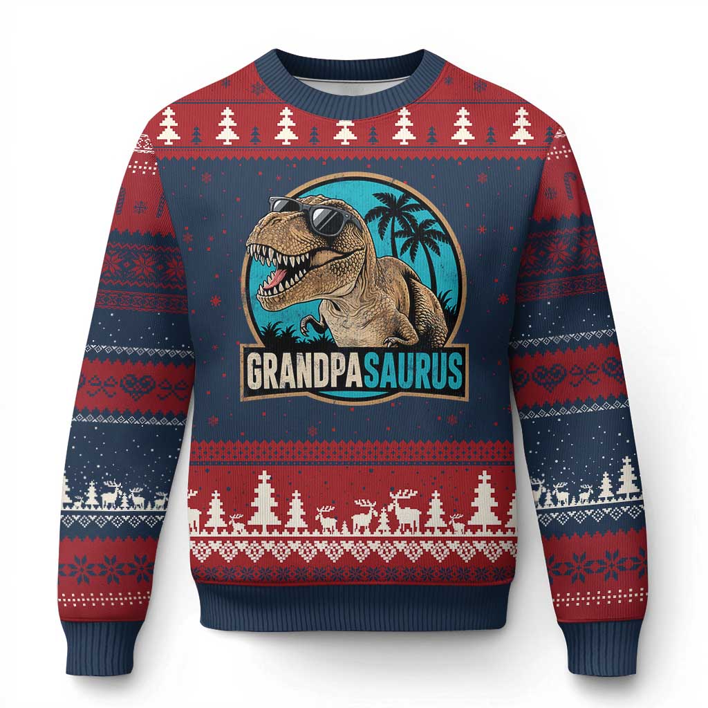 Dinosaur Grandfather Ugly Christmas Sweater Funny Grandpasaurus Fathers Day Family Matching