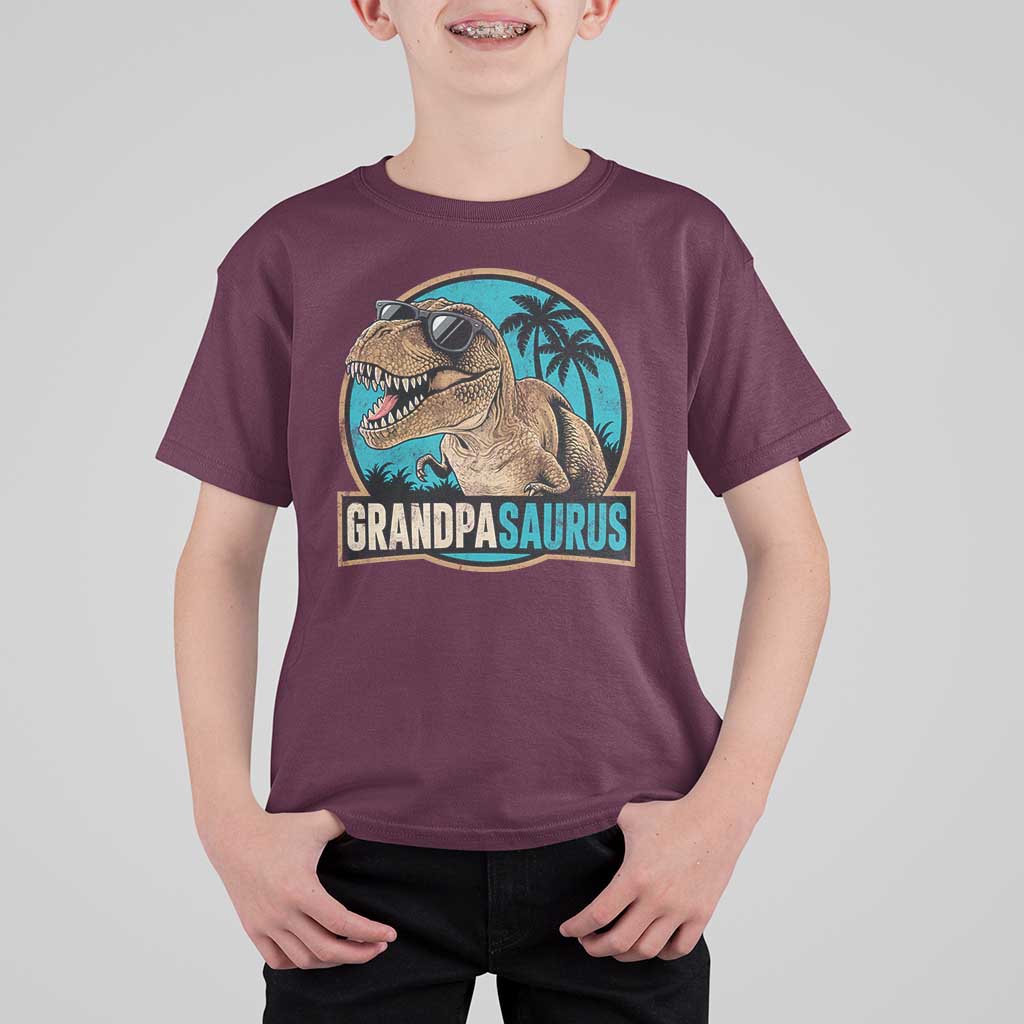 Dinosaur Grandfather T Shirt For Kid Funny Grandpasaurus Fathers Day Family Matching