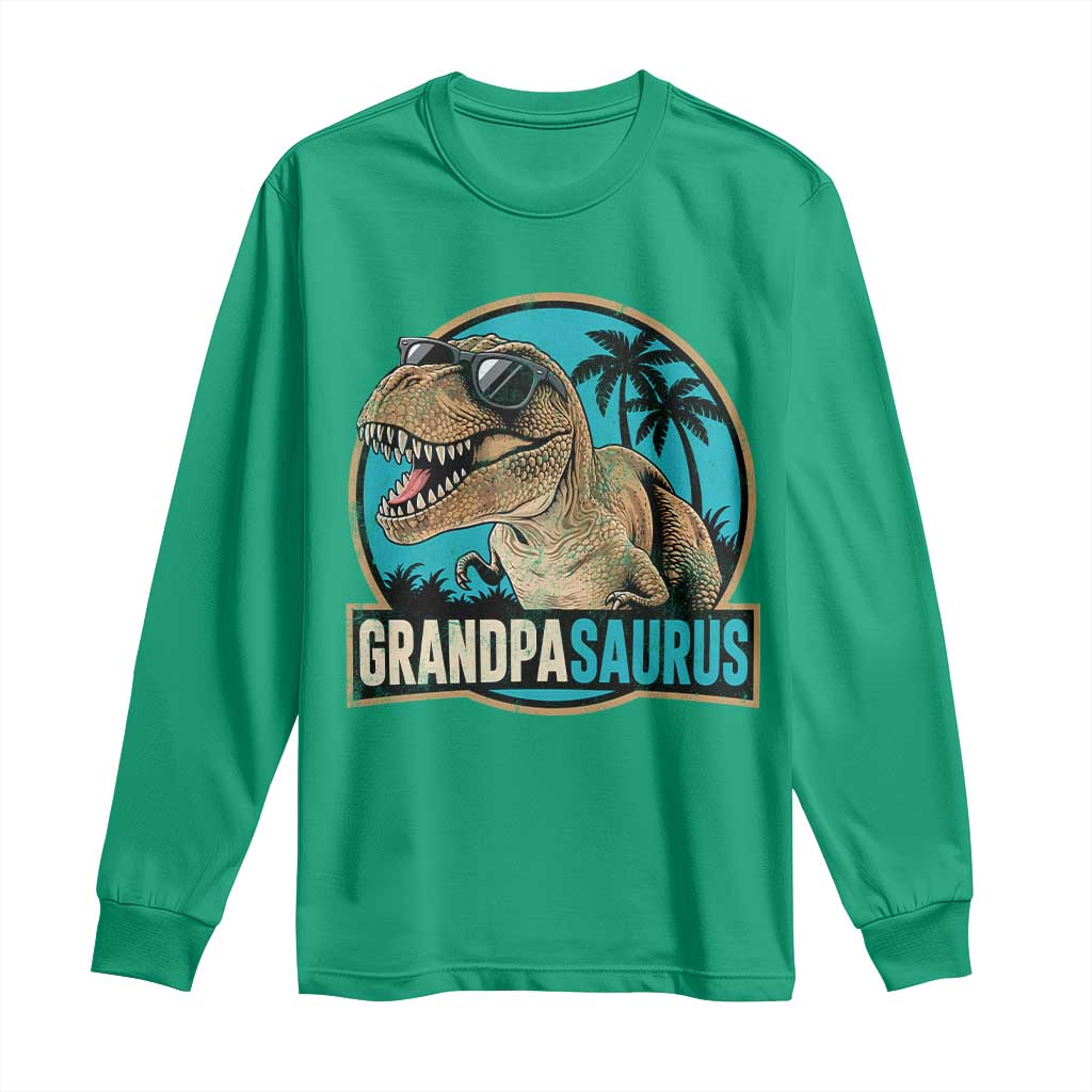 Dinosaur Grandfather Long Sleeve Shirt Funny Grandpasaurus Fathers Day Family Matching
