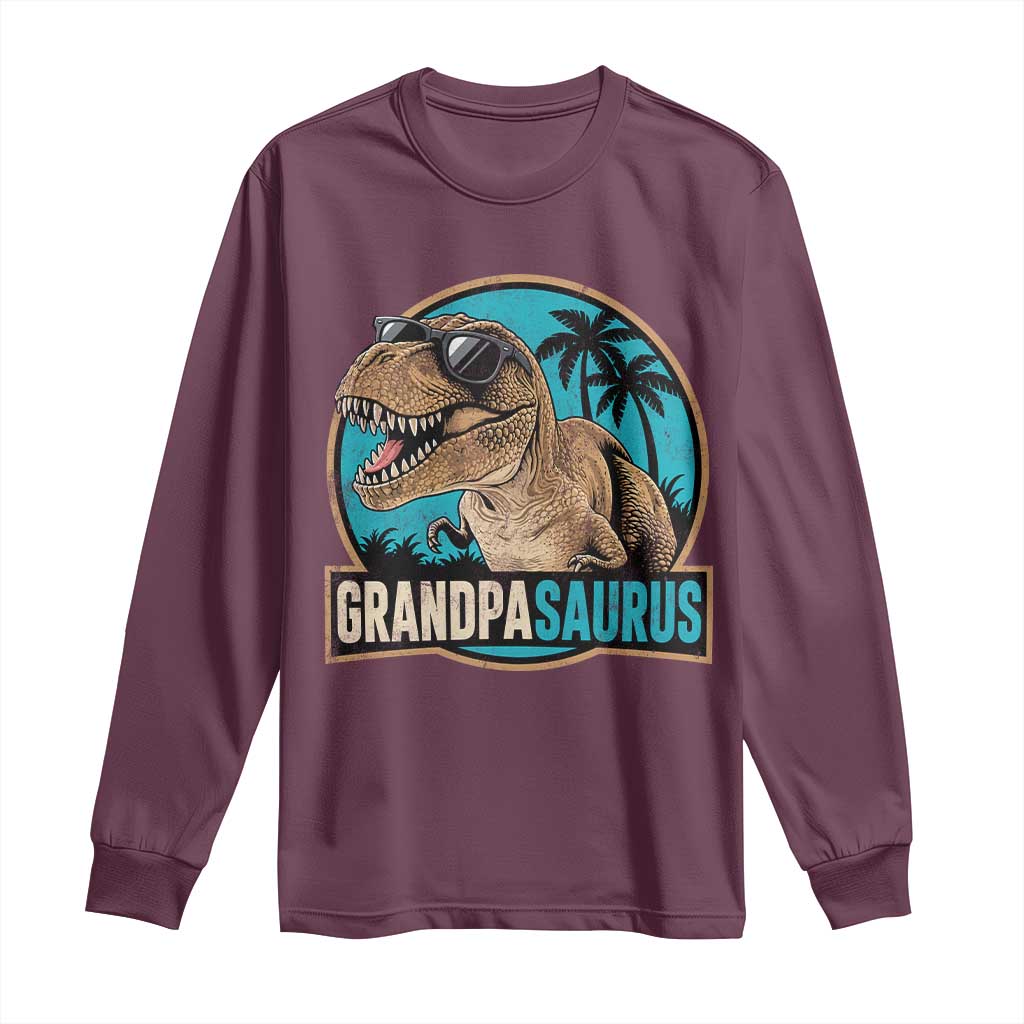 Dinosaur Grandfather Long Sleeve Shirt Funny Grandpasaurus Fathers Day Family Matching