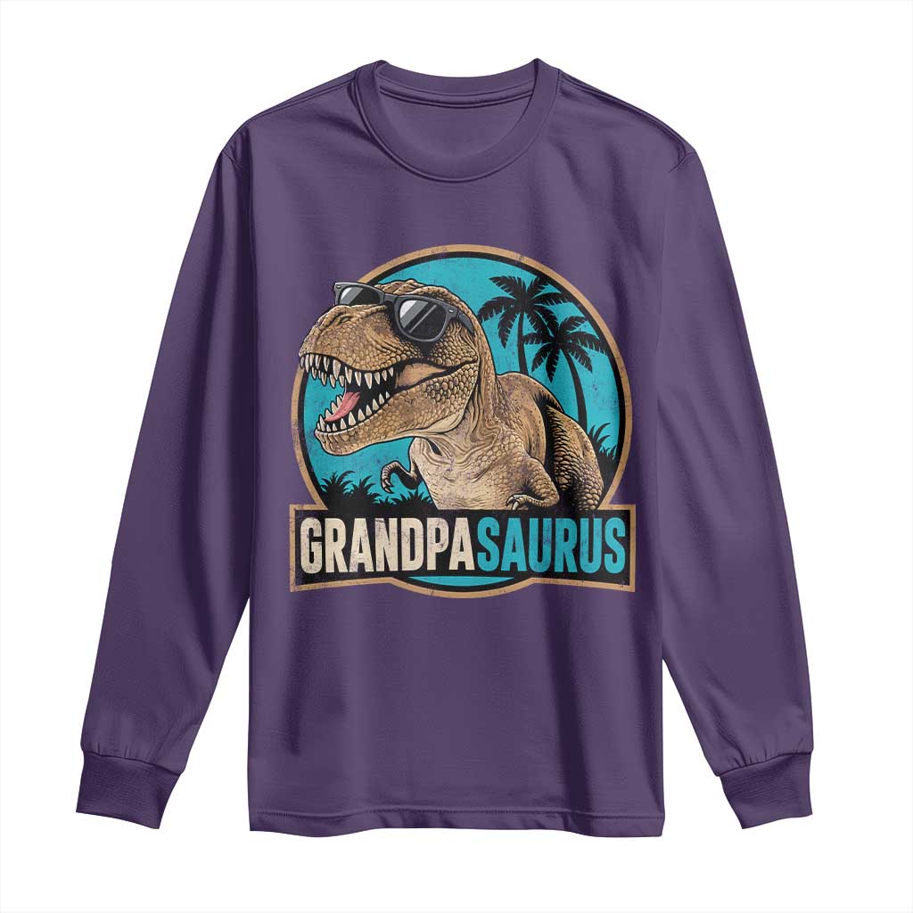 Dinosaur Grandfather Long Sleeve Shirt Funny Grandpasaurus Fathers Day Family Matching