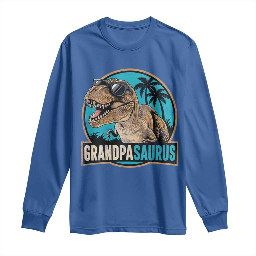 Dinosaur Grandfather Long Sleeve Shirt Funny Grandpasaurus Fathers Day Family Matching