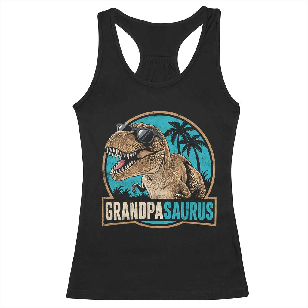Dinosaur Grandfather Racerback Tank Top Funny Grandpasaurus Fathers Day Family Matching