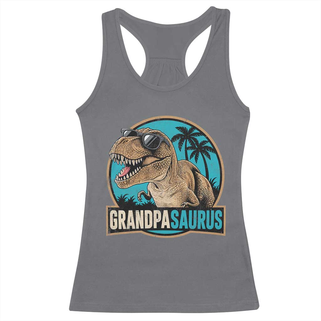 Dinosaur Grandfather Racerback Tank Top Funny Grandpasaurus Fathers Day Family Matching